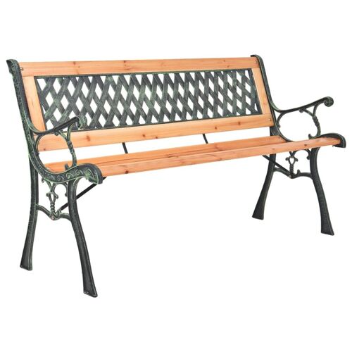 Banc De Jardin Meuble De Patio D'extérieur Terrasse 116 X 52,5 X 73 Cm Fonte Et Bois Massif De Sapin Helloshop26 02_0011186