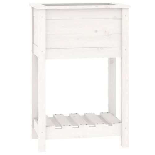 Vidaxl Jardinière Avec Étagère Blanc 54x34,5x81 Cm Bois Massif De Pin