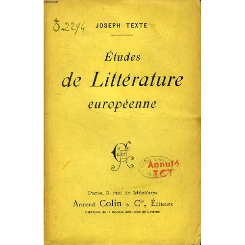 Etudes De Litterature Europeenne