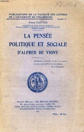 La Pensee Politique Et Sociale D Alfred De Vigny