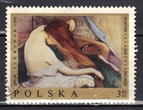 Pologne 1969 : Peintures Polonaises : Femme Se Peignant Par Wladyslaw Stewinski (1854-1918) - Timbre Oblitéré