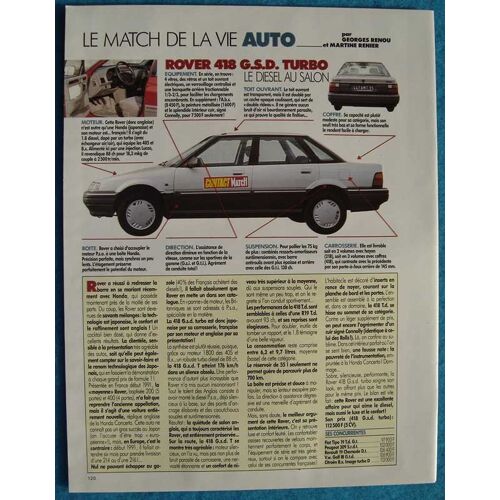 Publicité Papier - Voiture Rover 418 G.S.D. Turbo De 1992