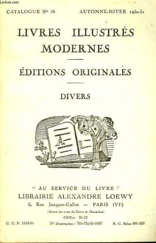 Catalogue N°38. 1950-51. Livres Illustres Modernes. Editions Originales.