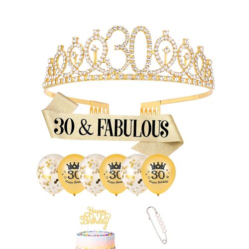Couronne et diadème pour fille, Kit de décoration de gâteau d'anniversaire pour femme, 30 ans