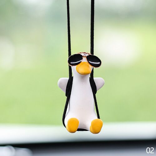 Pendentif de miroir de voiture en forme de canard, dessin animé drôle, décoration d'intérieur de voiture, accessoires