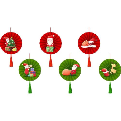 Eventail de fleurs en papier, décoration de fête, ensemble d'éventails suspendus pour arbre de noël, décoration murale pour fenêtres