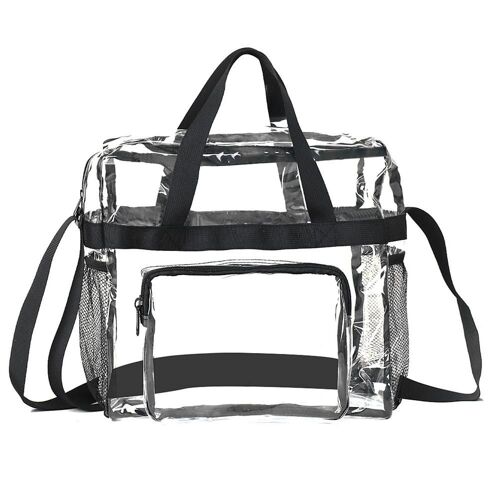 Sac à provisions transparent pour hommes et femmes, sac à dos transparent, sac fourre-tout transparent avec initié, sac à main pour femmes, salle de sport, travail, sport