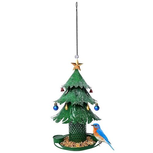 Mangeoire À Oiseaux Étanche En Métal En Forme D'arbre De Noël, Manivelles Pour Oiseaux Sauvages, Grande Capacité, Cadres, Décoration De Jardin Et D'arrière-Cour