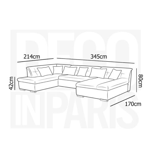 Canapé d'angle panoramique convertible en tissu gris