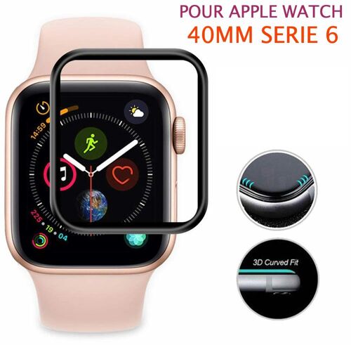 Verre Trempé 3d Noir Protection Écran Totale Intégrale Apple Watch Série 6 40mm