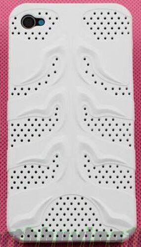 Coque ARRIERE Housse 'BONE BLANC Perforée" Pour Iphone 4