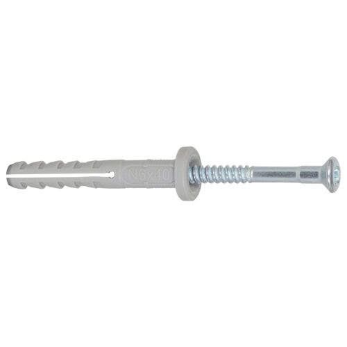 Cheville à frapper FISCHER N-F 5 x 25/1 avec collerette plate et clou à empreinte pozi en acier électrozingué