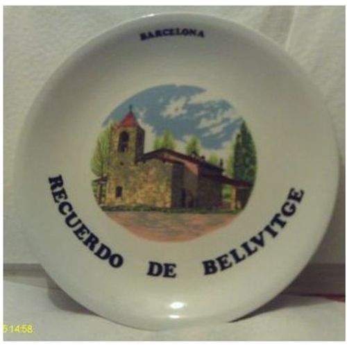 Vintage - Assiette Décorative - " Barcelona - Recuerdo de Bellvitge "