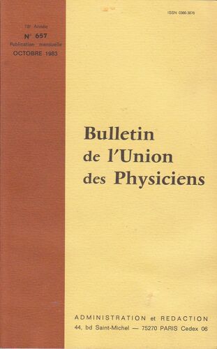 Bulletin De L'union Des Physiciens 657