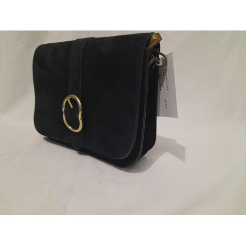 Sac à main cuir noir nubuck Odile