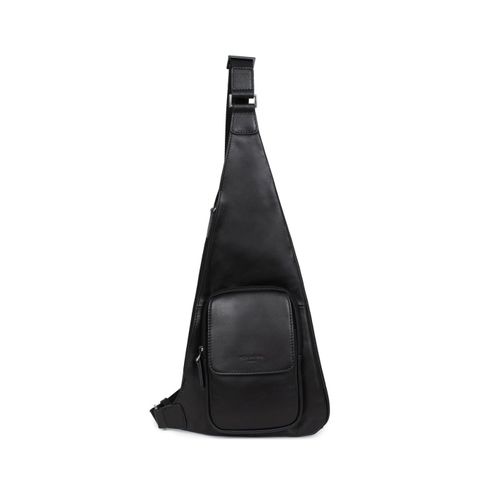 Sac monobretelle en cuir Hexagona Ref 59587 Noir 22.5*46*6 cm