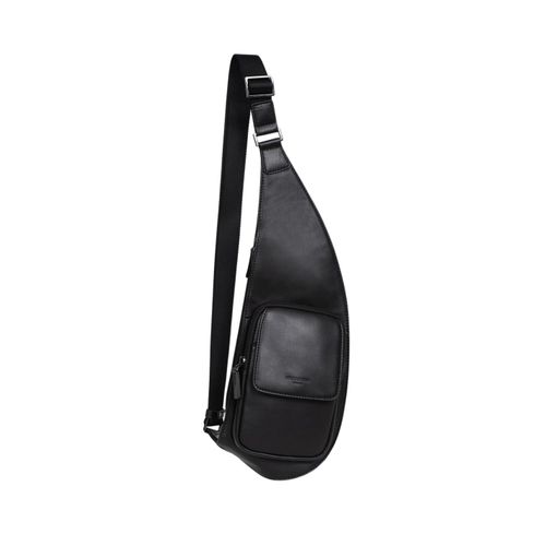 Sac monobretelle en cuir Hexagona Ref 59585 Noir 16*43*4,5 cm