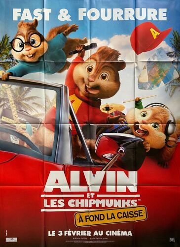 Alvin Et Les Chipmunks 4, A Fond La Caisse - Affiche Originale De Cinéma - Format 120x160 Cm - Un Film De Walt Becker Avec Jason Lee, Kimberly Williams-Paisley, Tony Hale, Bella Thorne - Année 2016