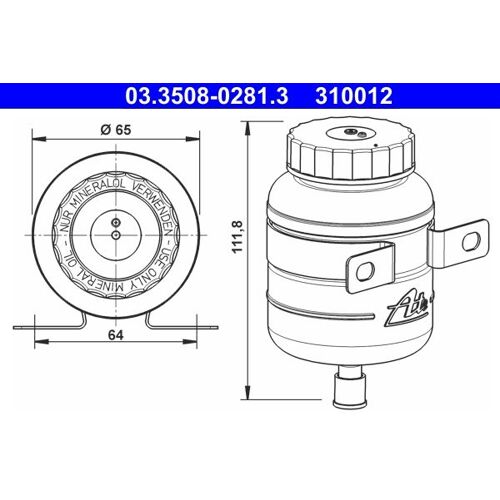 Vase D'expansion, Liquide De Frein Ate 310012 D'origine