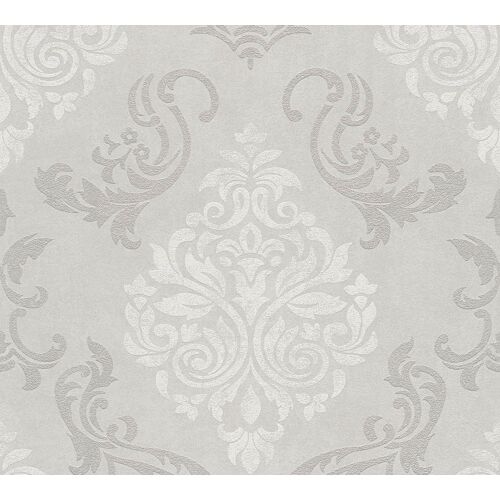 Papier peint baroque Profhome 953721-GU papier peint intissé légèrement texturé au style baroque satiné gris blanc gris argent 5,33 m2