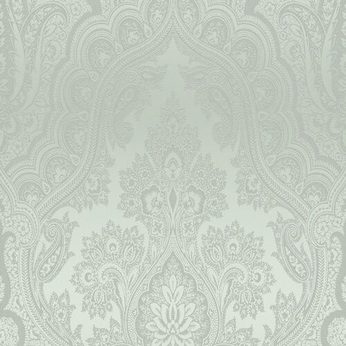 Papier peint baroque Profhome 387081-GU papier peint intissé gaufré à chaud lisse au style baroque scintillant vert argent vert menthe 5,33 m2