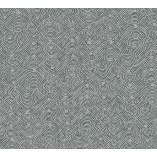 Papier peint ethnique Profhome 387421-GU papier peint intissé gaufré à chaud légèrement texturé au style éthnique mat bleu beige gris taupe 5,33 m2