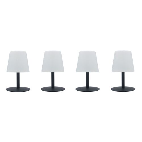 Lot De 4 Lampe De Table Sans Fil Led Acier Gris H25cm