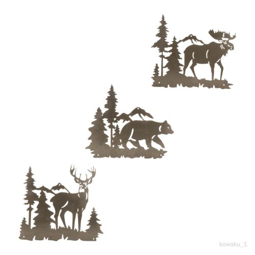 3 pcs Métal Mur Art Décor Animal Rustique Concise Décoration Suspendue Pour Salon Chambre Intérieur, Chasse, Cabine Décoration Murale