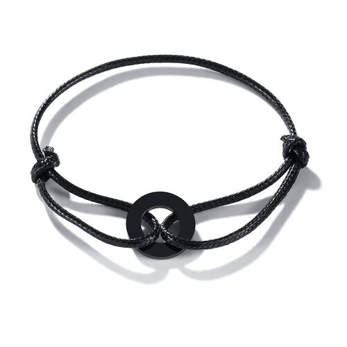 Bracelet De Karma À Cordon Noir, Breloque À Boucle Circulaire, Bijoux De Yoga Spirituel, Bracelet Réglable, Cadeau À Noeud Coulissant Pour L'amitié