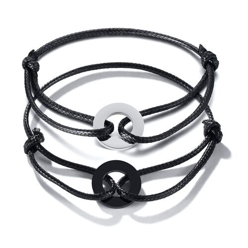 Bracelet De Karma À Cordon Noir, Breloque À Boucle Circulaire, Bijoux De Yoga Spirituel, Bracelet Réglable, Cadeau À Noeud Coulissant Pour L'amitié