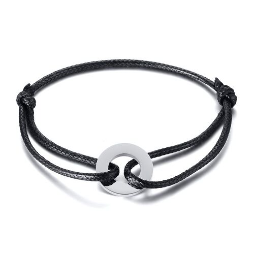 Bracelet De Karma À Cordon Noir, Breloque À Boucle Circulaire, Bijoux De Yoga Spirituel, Bracelet Réglable, Cadeau À Noeud Coulissant Pour L'amitié