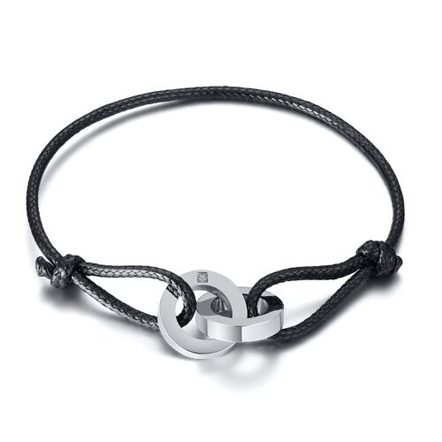 Bracelet De Karma À Cordon Noir, Breloque À Boucle Circulaire, Bijoux De Yoga Spirituel, Bracelet Réglable, Cadeau À Noeud Coulissant Pour L'amitié