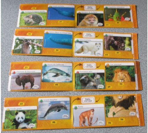 Quatre Carnets Défis Nature Auchan 2020 Comprenant Chacun 4 Autocollants D'animaux Différents-Taille Des Vignettes 5x3.5cm Environ-Pour Compléter L'album Auchan Ou Se Créer Une Collection D'images