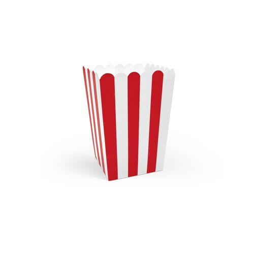 6 Boites A Popcorn En Carton Rouges Et Blanches 7 X 12 5 Cm
