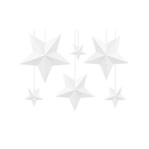 6 Etoiles A Suspendre 3d Blanches