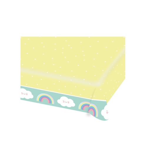 Nappe En Papier Petit Nuage Menthe Et Jaune 115 X 175 Cm