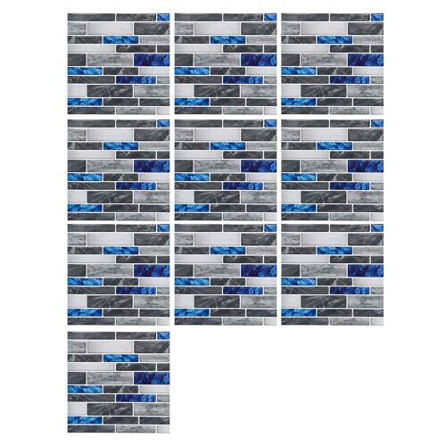 Autocollants de carreaux de brique mosaïque, 1 ensemble de 10 pièces, papier peint de cuisine, imperméable, autocollant mural, décor de maison, bricolage