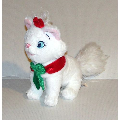 Peluche Marie Les Aristochats Collier Decoré Pour Noel Doudou Chat Blanc Disneyland