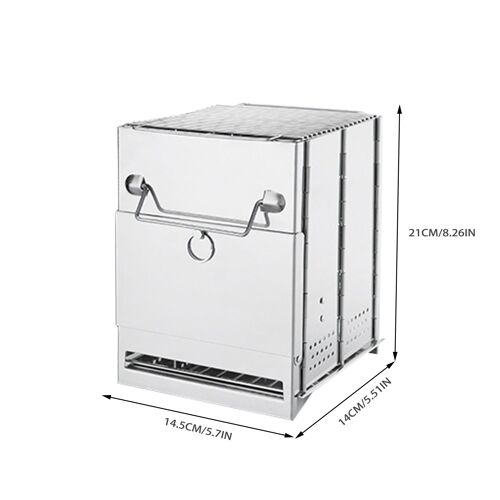 Poêle À Bois D'extérieur Polyvalent, Portable, Camping Pique-Nique Barbecue Voyage Cuisinière À Bois Pliante En Acier Inoxydable, Barbecue À Charbon De Bois