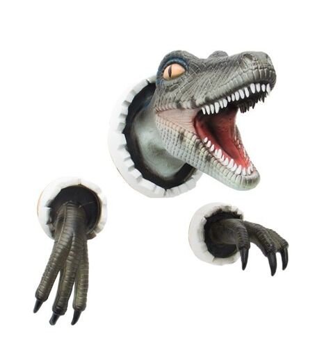 Sculpture de dinosaure à montage mural, affiche d'art mural et imprimés, ressemblant à la vie, buste de dinosaure, pour la maison, tendance 2021