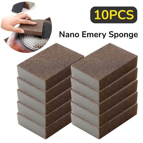 Brosse magique de nettoyage et de détartrage, effaceur de Carborundum pour enlever la rouille, pour Pot de cuisine, Nano brosse, 10 pièces