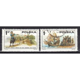 Pologne 1975 : 200è Anniversaire De L'indépendance Des Etats-Unis : Série De 2 Timbres Oblitérés