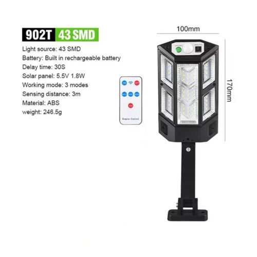 Panneau Solaire Imperméable À 249 Led Avec Capteur De Mouvement, Éclairage D'extérieur Puissant, Idéal Pour Un Jardin Ou Une Rue, 147smd