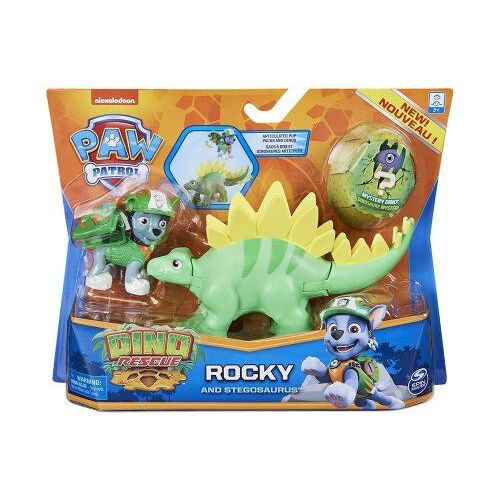 Set Pat Patrouille Dino : Chien Rocky Et Son Stegosaure + Un Dinonaure Mystere - Figurine Chien