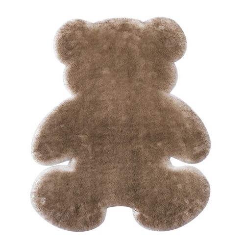 Tapis De Sol Moderne Antidérapant En Forme D'ours, Super Doux, Pour Salon, Chambre À Coucher, Pelucheux, Pour Décoration, Blanc Et Marron, Paillasson Pour Enfants