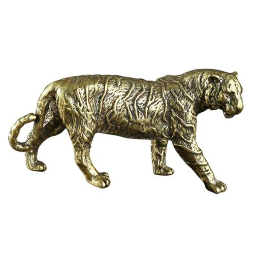 Mini Figurine de tigre en 3D, Sculpture en métal de Style rétro, décoration de bureau, collection d'ornements, cadeau