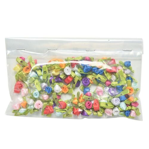 50 Pcs/Pack Appliques Scrapbooking Bricolage Ruban De Satin Fleurs De Roses À Coudre À La Main Petite Fête De Mariage Artisanat Décor