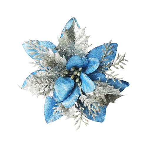Fleurs artificielles à paillettes, 1 pièce, rouge, or, pour décoration d'arbre, pour la maison, pour noël, nouvel an