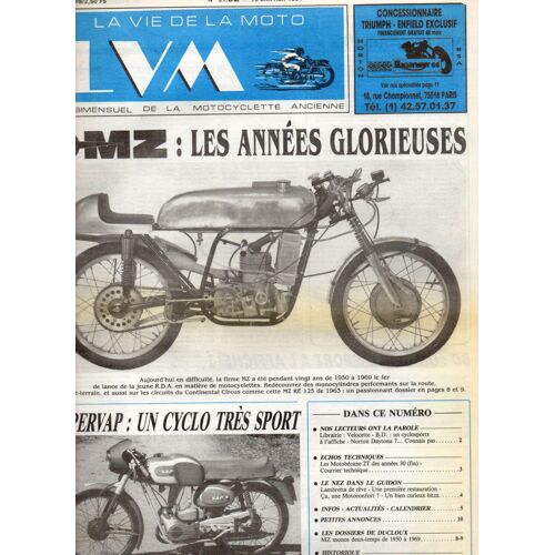 La Vie De La Moto N°91/02. 15 Janvier 1991. Lvm Le Bimensuel De La Motocyclette Ancienne: (Mz; Les Années Glorieuses. Supervap; Un Cyclo Très Sport)