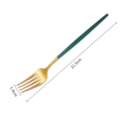 Couverts De Style Nordique En Acier Inoxydable, Vert Et Or, Miroir, Fourchette, Couteau, Cuillère À Café, Service De Vaisselle